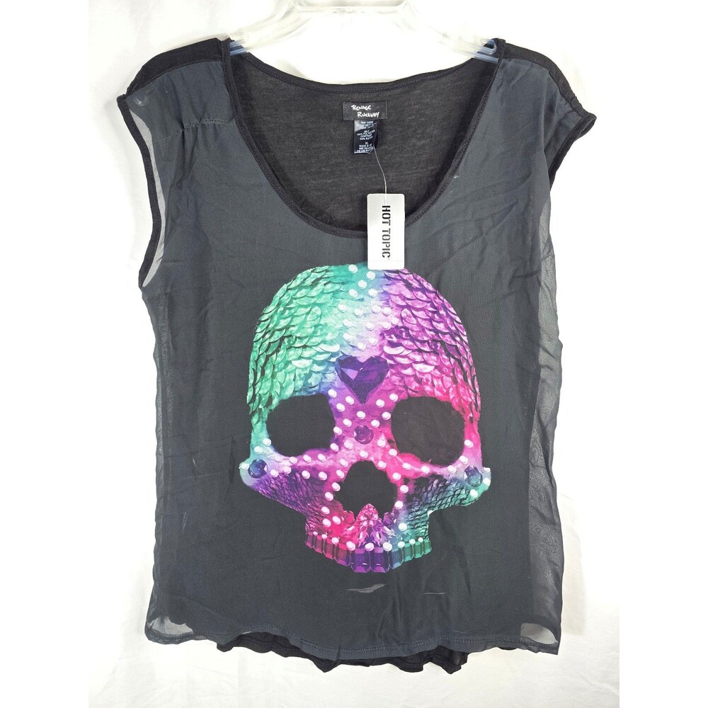 Teenage Runaway Sugar Skull Top Blouse Hot Topic Size XL NWT